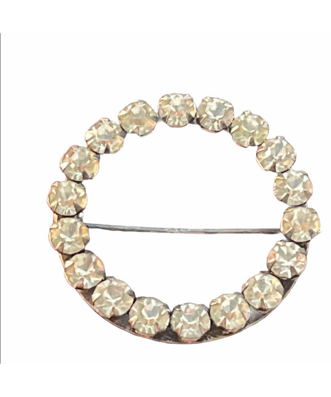 VTG sterling silver Anthony clear crystal brooch