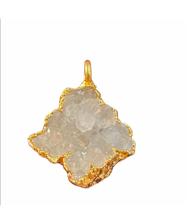 Handmade Druzy gold plated pendant