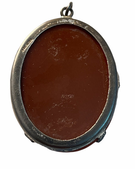 VTG sterling silver encased resin cameo pendant
