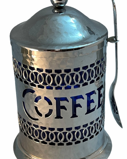 Silver plate Cobalt England Coffee Canister VTG