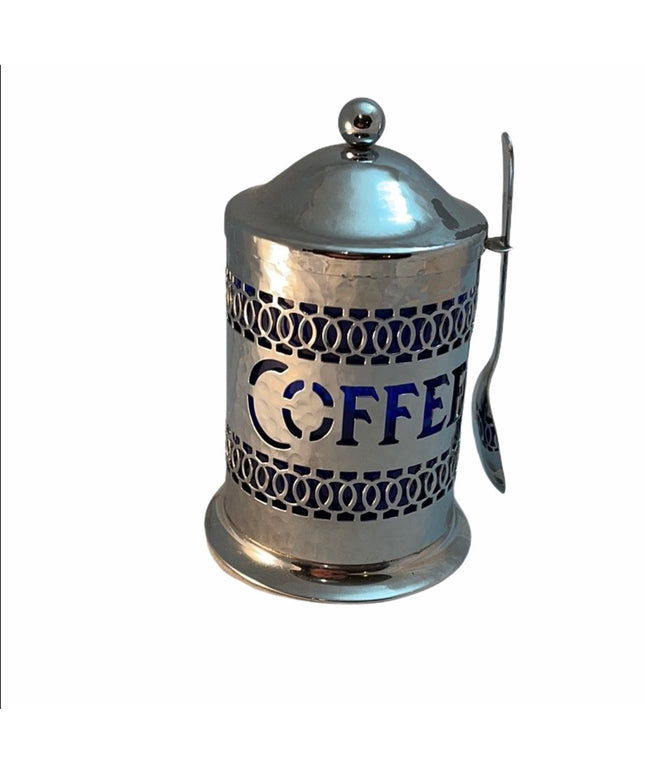 Silver plate Cobalt England Coffee Canister VTG