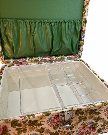 Vintage MC Fabric covered flower sewing box 🌺