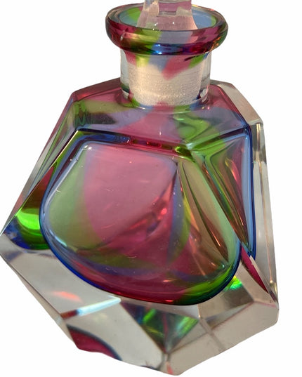 VTG C1950s Czech glass multicolor perfume bottle