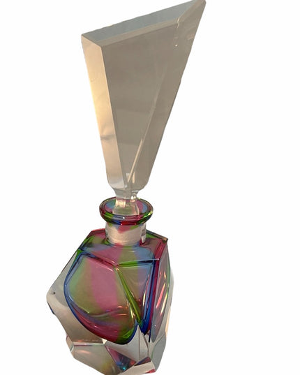 VTG C1950s Czech glass multicolor perfume bottle
