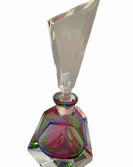 VTG C1950s Czech glass multicolor perfume bottle