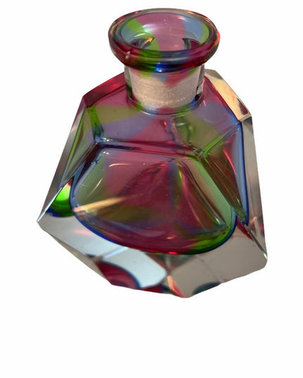 VTG C1950s Czech glass multicolor perfume bottle