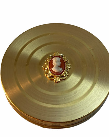 Vintage C1950s Cameo brass compact Powder case