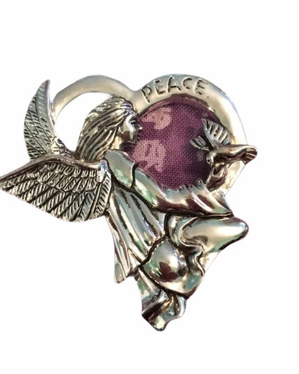 Silver tone Angel peace brooch