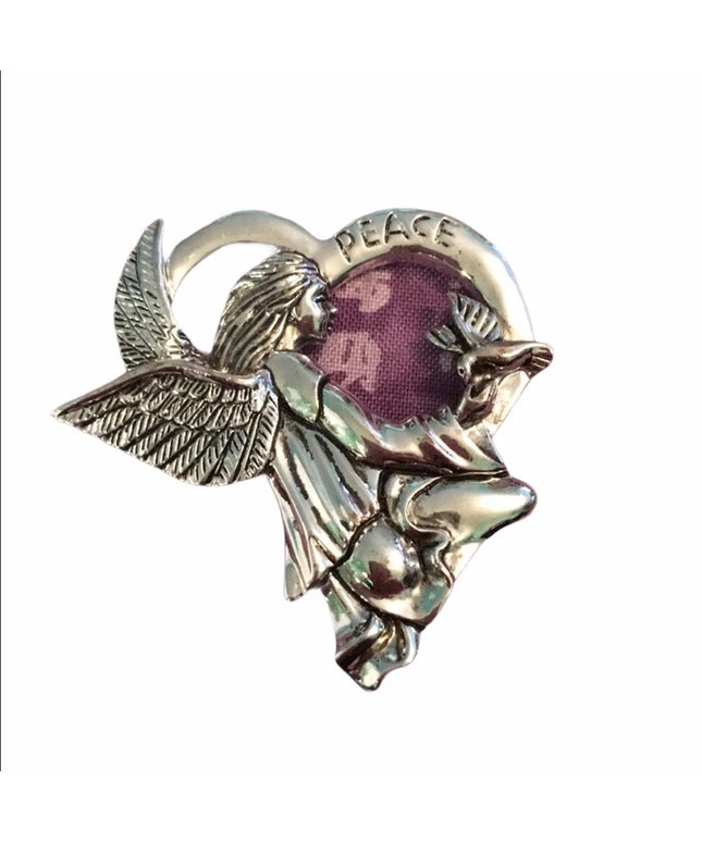 Silver tone Angel peace brooch