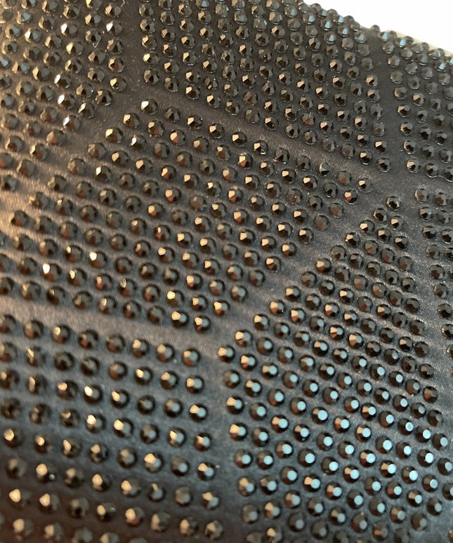 Black rhinestone clutch evening bag gold accent
