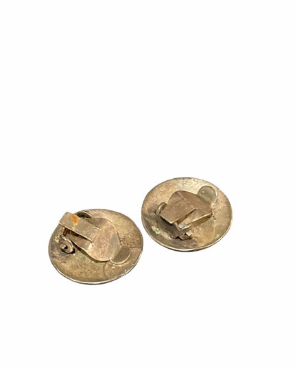 VTG Siam sterling white enamel clip on earrings