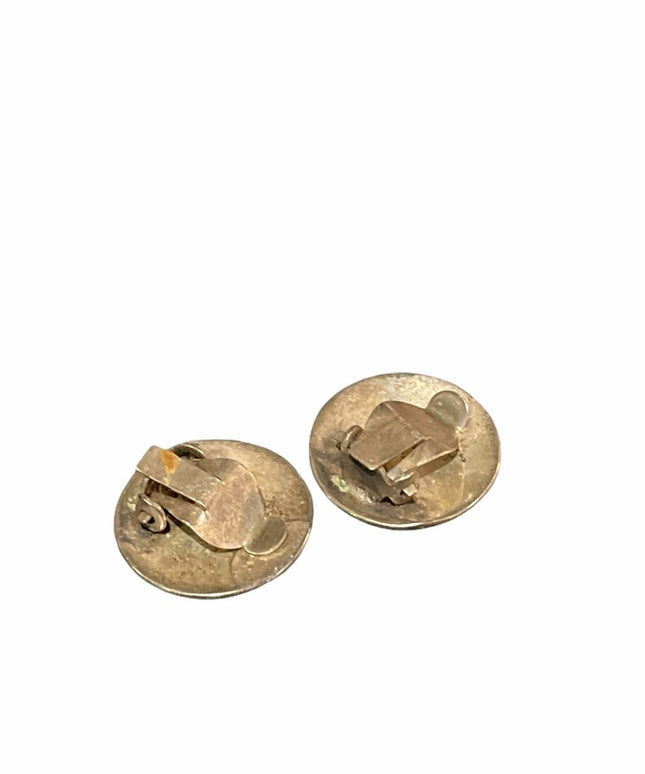 VTG Siam sterling white enamel clip on earrings