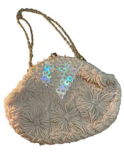 Vintage White bead purse Easter wedding bag
