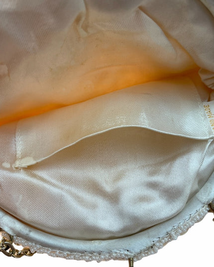 Vintage White bead purse Easter wedding bag