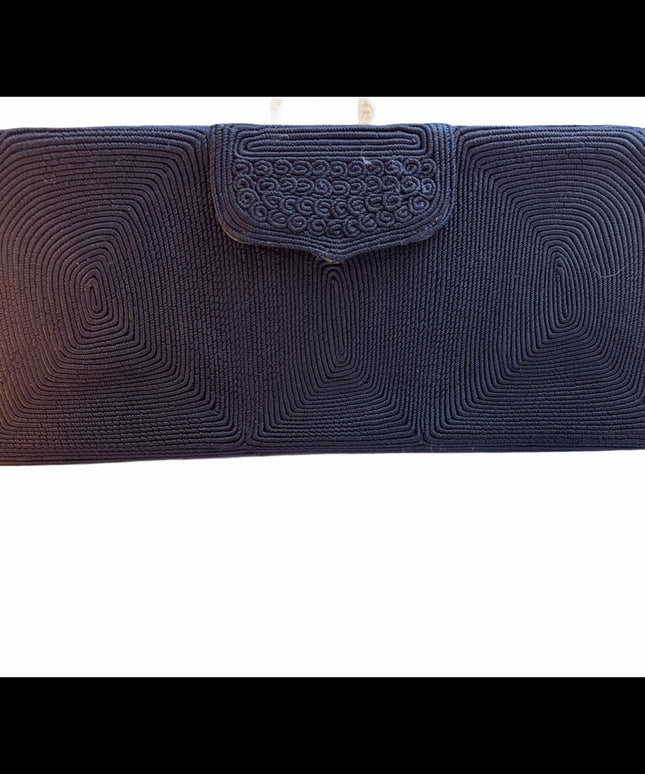 Vintage c1940s Gold Seal Black fabric clutch
