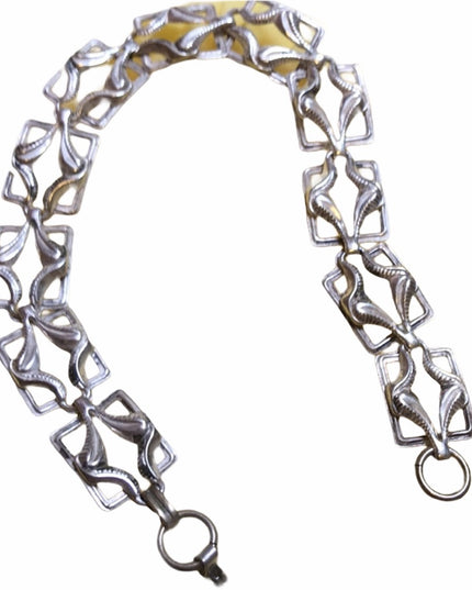 Antique Victorian Sterling 925 link silver square bracelet