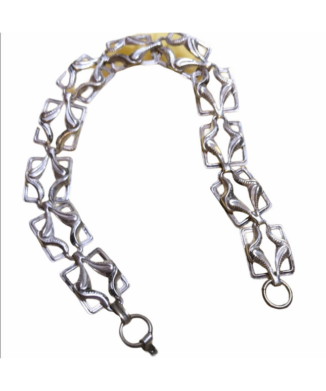 Antique Victorian Sterling 925 link silver square bracelet