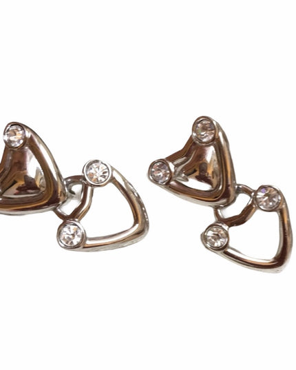 Vintage 1980s Silver Swarovski authentic  (swan) Heart clip ons earrings