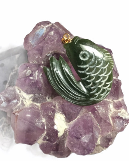 Vintage Carved jade lucky pendant
