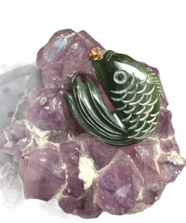 Vintage Carved jade lucky pendant