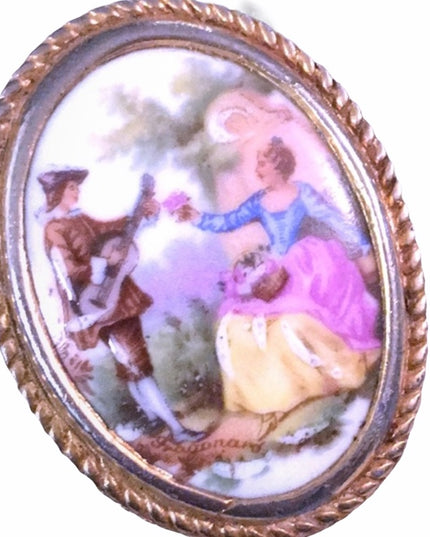 Vintage Ceramic Limoges France brooch cameo brooch