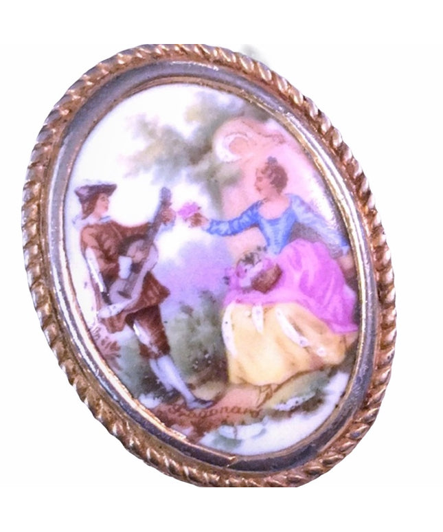 Vintage Ceramic Limoges France brooch cameo brooch