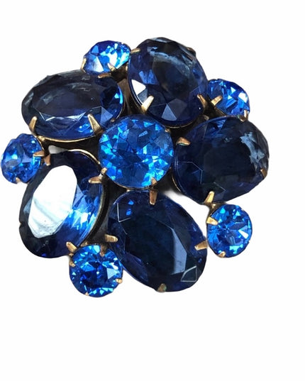 Vintage sapphire blue crystal Juliana style brooch 1950s stunning