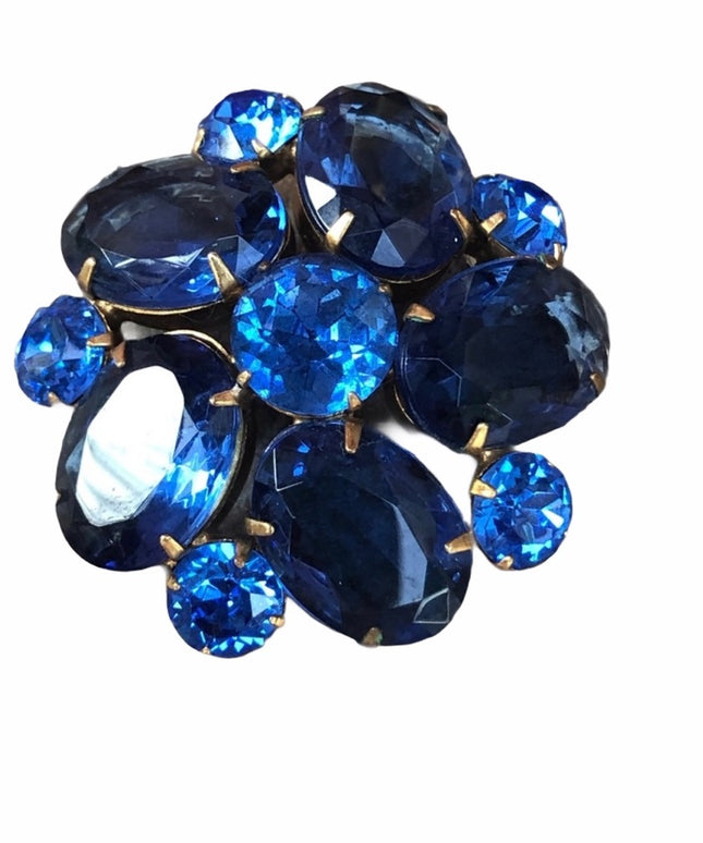 Vintage sapphire blue crystal Juliana style brooch 1950s stunning