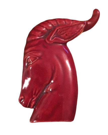 Vintage Large Ram Handmade ceramic brooch Zodiac