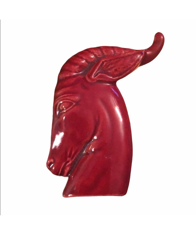 Vintage Large Ram Handmade ceramic brooch Zodiac