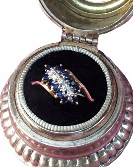 10k gold diamond and  sapphire diamond ring vintage bypass