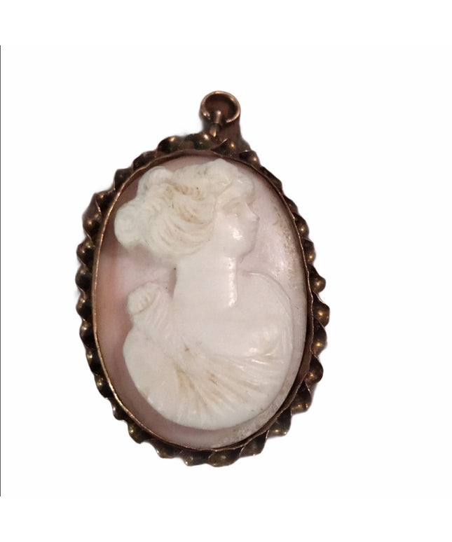 Vintage Angel coral ahell cameo pendant 12k GF