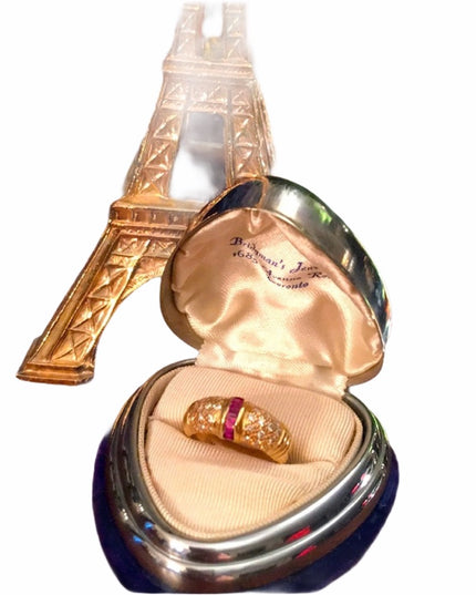 14k gold Diamond & Ruby wedding Band