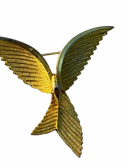 Vintage brushed gold tone Bird brooch fancy