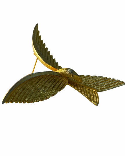 Vintage brushed gold tone Bird brooch fancy