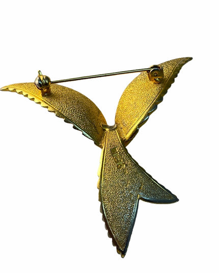 Vintage brushed gold tone Bird brooch fancy