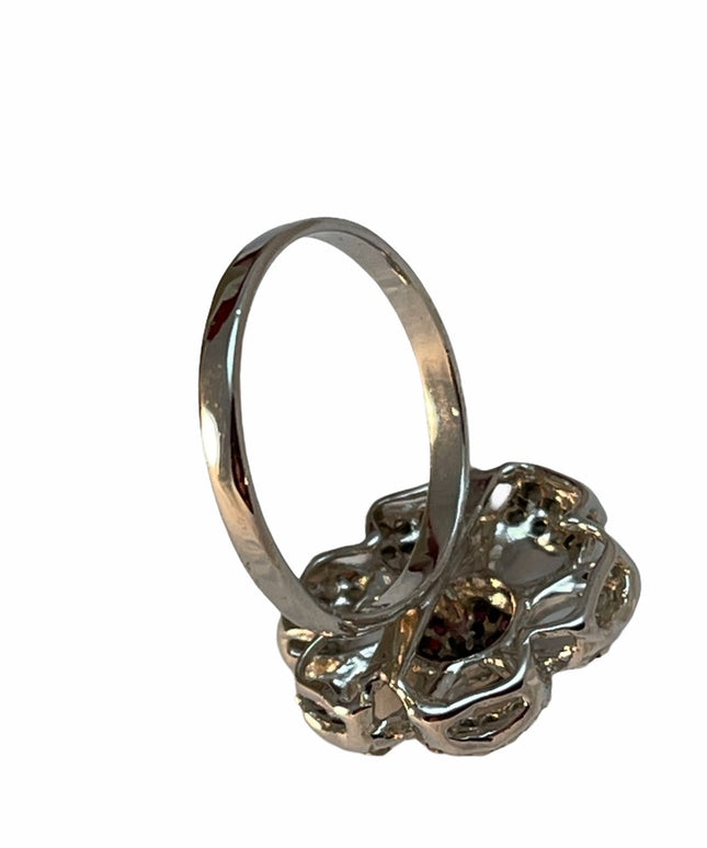 Sterling silver 925 ruby flower ring