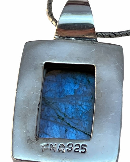Sterling silver Labadorite pendant on rope chain