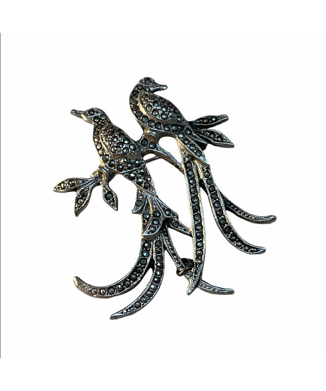 Vintage Goldcrest marcasite bird brooch