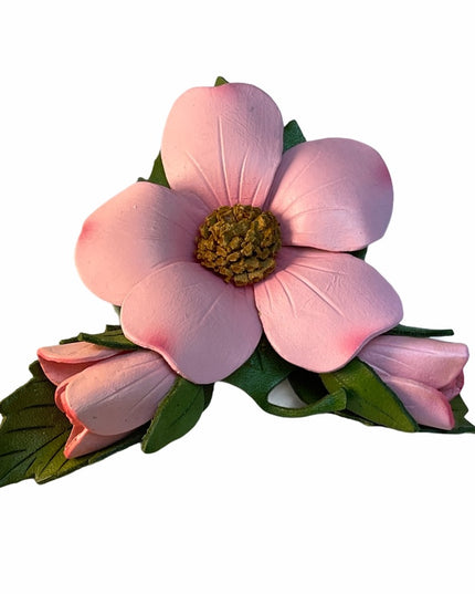 Vintage Handmade leather flower brooch C1960s