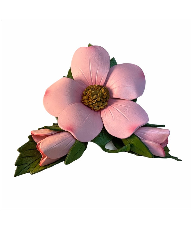 Vintage Handmade leather flower brooch C1960s