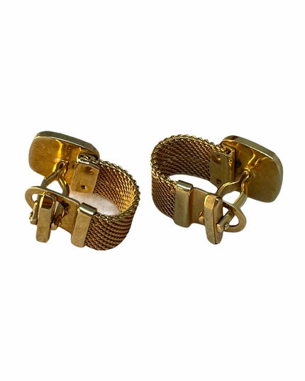 Gold tone metal chunky cufflinks metal mesh desgn