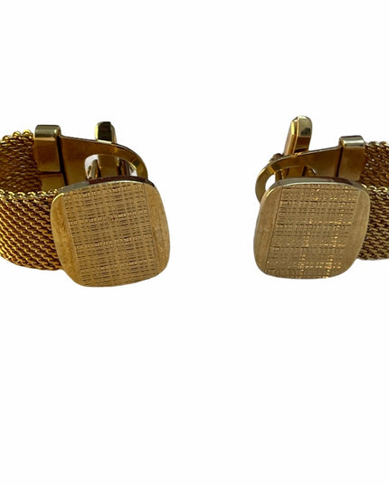 Gold tone metal chunky cufflinks metal mesh desgn