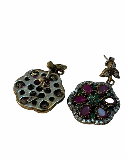 Sterling silver Turkish ruby crystal earrings