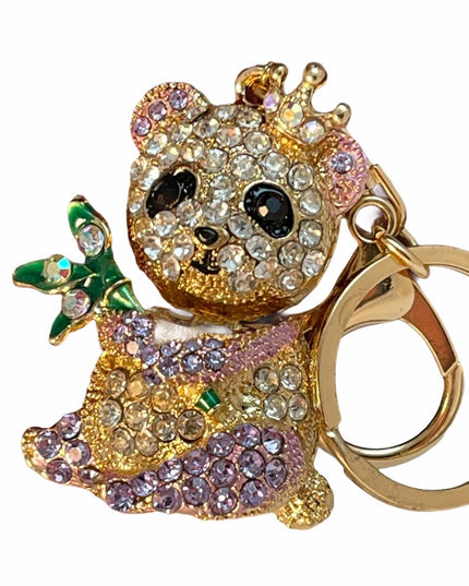 Gold Panda fancy rhinestone crystal key chain