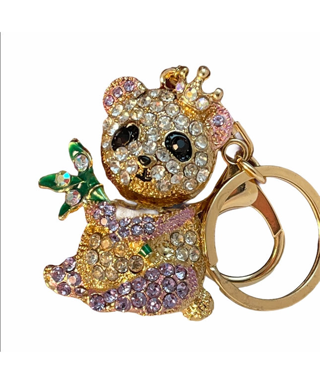 Gold Panda fancy rhinestone crystal key chain