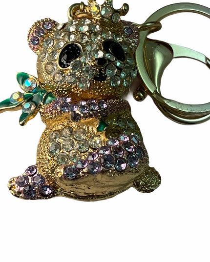 Gold Panda fancy rhinestone crystal key chain