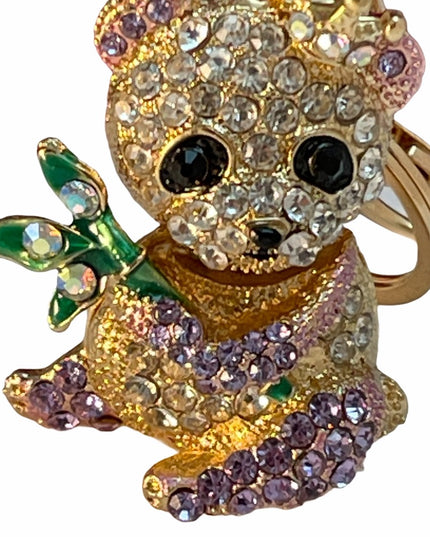 Gold Panda fancy rhinestone crystal key chain