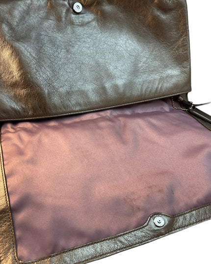 Gold bronze metalic Coach clutch purse evening bag