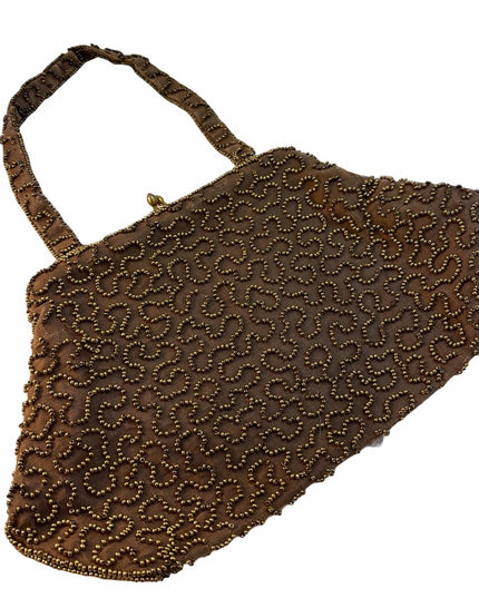 Antique Brown micro bead wristlet mini purse UK England